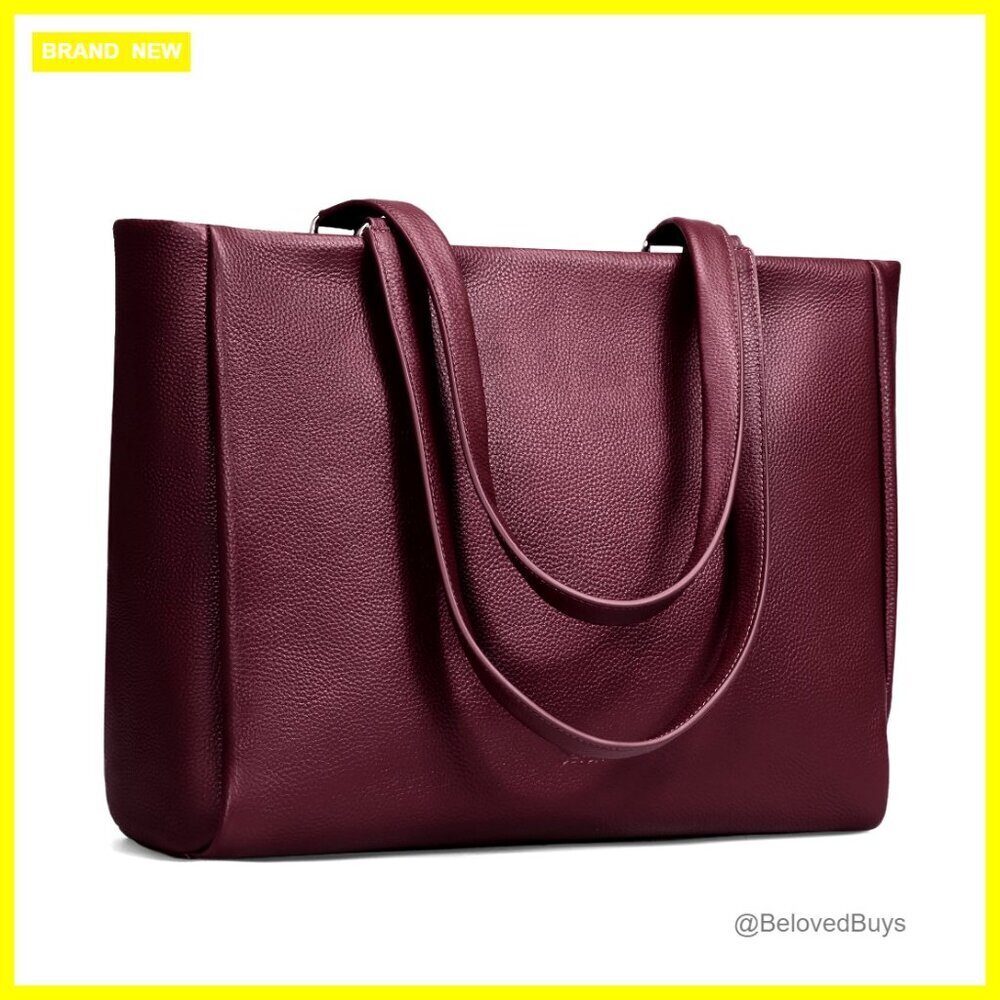 Genuine Leather Work Laptop Tote Bag with 15" Compartment